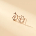 Elegant rose gold moon and heart zircon stud earrings with cupid arrow detail - Rose Gold Cupid Heart