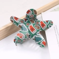 Star shaped Christmas hair claw clip with festive trees and stockings patterns - Green Christmas Elements (C15-3-12)