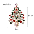 Kerstboom broche speld van goudkleurige legering met kleurrijke strass, 5,8x4cm - Volledig Strass Kerstboom (B063-A)