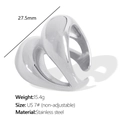 Silver double-layered drop bead stainless steel ring in minimalist twisted design - US Size 7 (Non-adjustable) / Silver