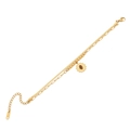 Gold double-layer stainless steel bracelet with sunburst pendant and brown tiger stone - Sunburst Pendant Style (1#)