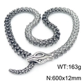 Vintage stainless steel snake scale chain necklace in antique silver finish, 60cm x 12mm - Antique Silver (Oxidized)