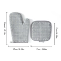 Light grey checkered oven mitt and pot holder set with specific size measurements - Light Blue#Cotton