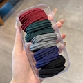 Five-color elastic hair tie set including burgundy and navy in a clear storage box - Horizontal Style / 10 Pcs/Set / Vivid Colors