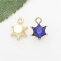 Golden hexagram star DIY pendant with dark blue crystal inlay for jewelry making - Sapphire Blue