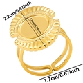 Detailed size chart for golden oval ring showing 2.2cm length and adjustable band - Ruffle Radiating Oval
