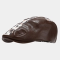 Detail of vintage brown PU leather hat featuring a playful black and white panda print fabric - One Size / 1# Brown (Panda Print)