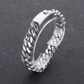 Iced out 12mm silver Cuban link bracelet with sparkling rhinestones for men - Steel