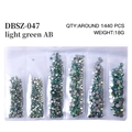 Mix of 1440pcs light green AB flatback rhinestones in a six-grid bag for nail art DIY - Mixed Sizes SS4-SS16 Around 1440 Pieces / Light Green AB
