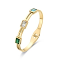 Bracciale in acciaio inossidabile dorato con pietre quadrate verdi, bianche e blu - Oro