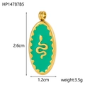 Detail of green enamel oval snake pendant showing dimensions 2.6cm and weight 3.5g - HP14787B5 (Gold Snake - Green)