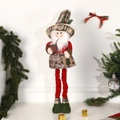 Christmas plush gnome with telescopic legs, plaid hat and pipe, holiday decor figure - 90CM Santa Claus