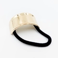 Minimalist elastic hair tie with polished gold metal curved buckle for ponytails - Polished Curved Hair Tie (35)