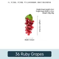 Artificial red grapes with 36 berries and green leaf for home decor photography props - 36-Grain Ruby Grapes