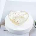 Heart-shaped clear resin storage tray with golden foil flakes and crystal details - 14 Opal + Gold Foil