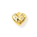 Colgante de corazón dorado con pedrería brillante para creación de joyas - Liso con piedras / Dorado Circonita Blanca