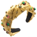 Ginger yellow knotted headband with resin fruit charms and sparkling rhinestones - Yellow