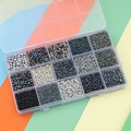 15-compartment kit with metallic and iridescent glass seed beads for DIY jewelry making - Gun Black Series