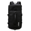 Grande borsa da viaggio nera con logo LVQUE, tessuto in nylon impermeabile e spallacci zaino - Nero