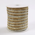 Single roll of shiny gold glitter ribbon for gift wrapping and DIY crafts decor - Gradient Gold Silver 47