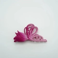 Pince à cheveux 11cm dégradé mat tulipe et papillon en rose foncé et rose clair - Tulipe Papillon / Rose Rouge