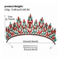 Luxury crown with red and green rhinestones for weddings, including size dimensions - Silver - Rainbow