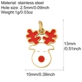 Stainless steel Christmas reindeer pendant charm with red antlers and golden border - Reindeer (G22)