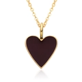 Detail shot of heart pendant necklace in 14K gold plating with deep red enamel finish - Dark Red (A135)