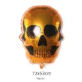 72x53cm Orange skull foil balloon with metallic finish for Halloween party decor - Gold Skull