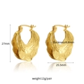 Gold titanium steel hoop earrings with hammered texture and 27mm height dimensions - Irregular Hammered Style (GR0092)