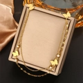 Double-layered golden butterfly necklace with white zircon on a premium jewelry box - Gold N-70 (Rhinestone Double Layer Butterfly)