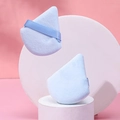 Set di due piumini da cipria triangolari azzurri con nastri di raso blu coordinati - Azzurro