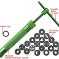 Green manual cake and clay extruder gun with 20 interchangeable alloy nozzle discs - Green Alloy Clay Extruder (20 Nozzle Set)