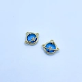 Blue planet charms with gold plated copper mesh and cubic zirconia for DIY jewelry - Blue