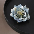 Blue-green gradient silk flower hair clip presented on a sleek black tray - Pointed Rose / Blue