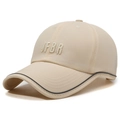 Quick-dry beige baseball cap with 3D JFBR embroidery and dark grey contrast brim trim - Adjustable / Khaki