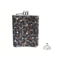 Sparkling leopard print rhinestone hip flask with metal funnel for outdoor travel use - Leopard Print