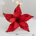 Red 25cm artificial Christmas flower with glitter sequins for tree and wreath decoration - Red