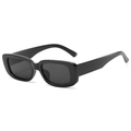Retro rectangle sunglasses with thick black frames and dark protective lenses for unisex - Black Frame / Black Lens