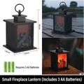 Small decorative black fireplace lantern with LED glowing coal effect for Christmas - Christmas Small Square Fireplace (With Battery)
