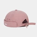 Pink cotton docker cap with small whale embroidery and adjustable metal buckle strap - Dusty Pink