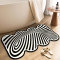 Detail of a black and white optical illusion vortex bath mat on a wooden floor - Abstract Bathroom Style - I / 30*40cm [Upgraded Thickened Diatom Mud]