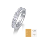 Ασημένιο δαχτυλίδι S925 moissanite eternity με αναφορά πιστοποίησης GRA σε λευκό φόντο - Μέγεθος US 9 / R13946 Μωισσανίτης 3.0mm/0.1ct με Πιστοποιητικό GRA
