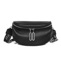 Bolso tipo silla de montar en cuero negro con correa ajustable y diseño moderno - 15*9*22cm / Negro