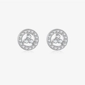 Elegant S925 silver stud earrings featuring round cubic zirconia and clear center stones - Platinum (Studs - White Stone)