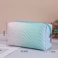 Gradient PU leather makeup bag dimensions showing 18.5cm length and 10cm height - Gradient Blue