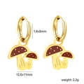 Detailed view of mushroom earrings with red enamel charms and specific size measurements - Mushroom Style (EA56170EG)