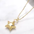 Minimalist gold star pendant necklace with radial texture and dainty bead chain - D-Textured Star / Gold