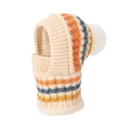 Cappello invernale in maglia beige per animali con strisce, pompon e fodera in pile - Beige