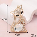 Funkelnder Kristall Fuchs Anhänger für DIY, Maße mit 7cm Höhe und 4cm Breite detailliert - D197 Edelsteinfuchs (Weiß)